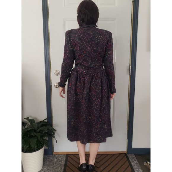 80s Silk and Wool Blend Paisley and Floral Skirt Set - Picture 3 of 7